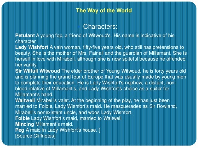 the way of the world characters analysis pdf justify the title of the way of the world